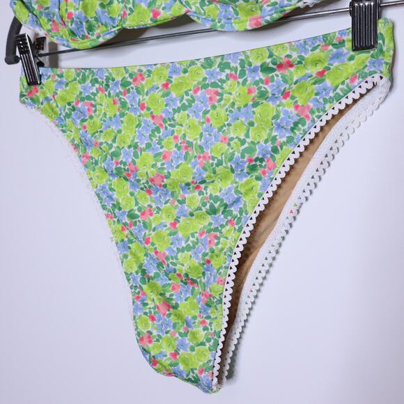 YELLOW THE LABEL Knox Lace Trim Two Piece Bikini Floral Palasides Women's L - Picture 7 of 13